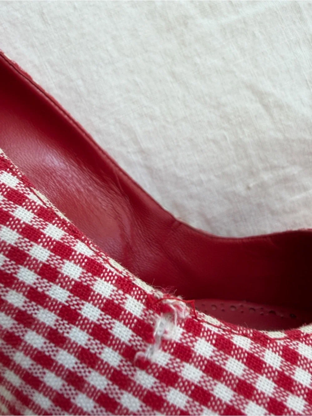 Manolo Blahnik Gingham Pointy Toe Heels Red White